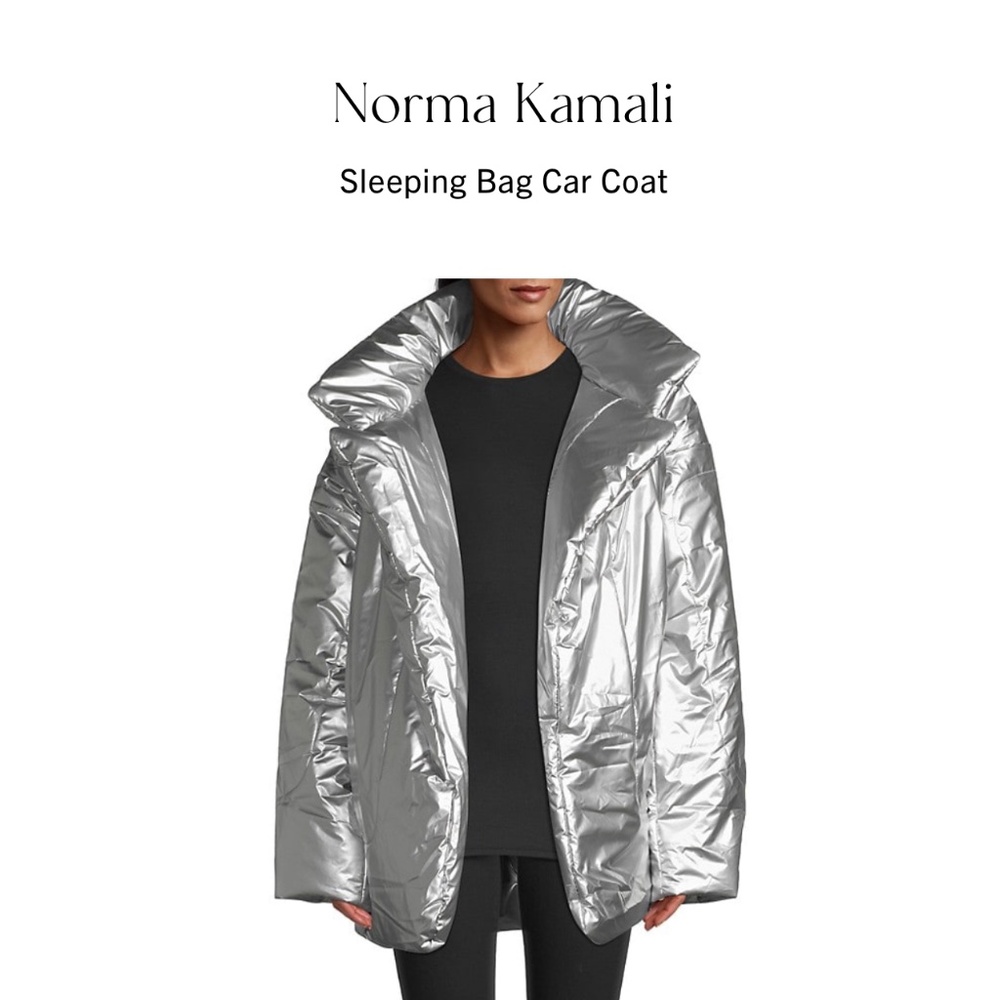 Norma Kamali Sleeping Bag Car Coat Silver Xs/S
